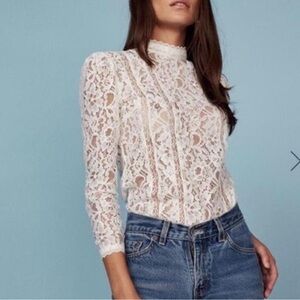 Reformation Kruger Lace Top in natural XS